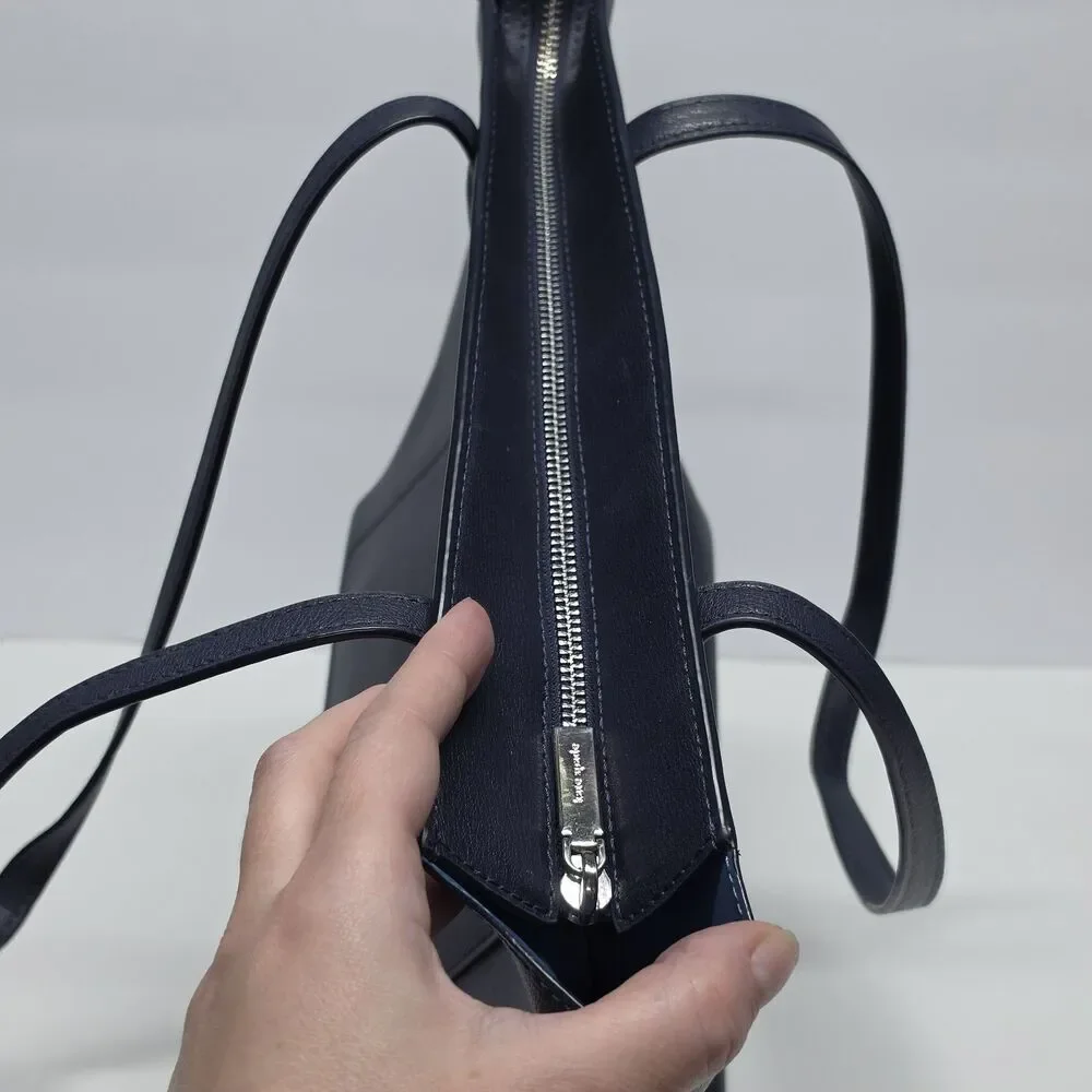 Kate Spade New York Adel Tote Navy Leather Shoulder Bag Purse Double Handle